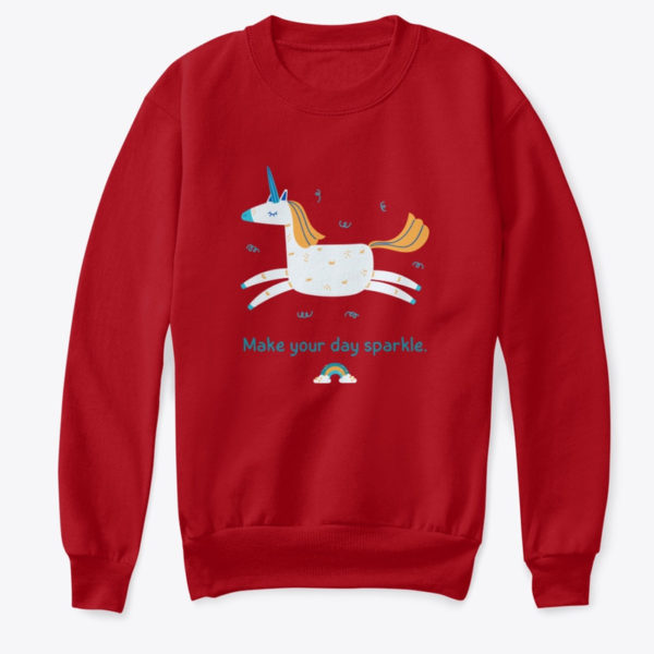 unicorn kids sweater red