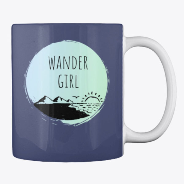 wander girl mug blue
