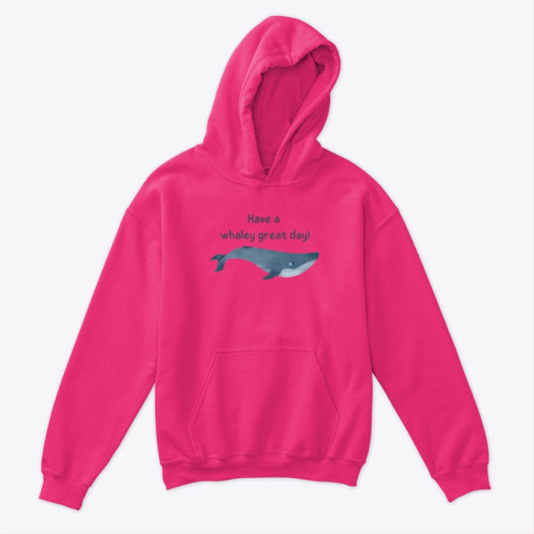 whale kids hoodie pink