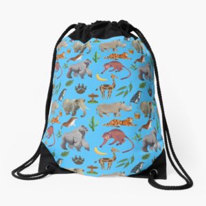 zoo animals drawstring bag