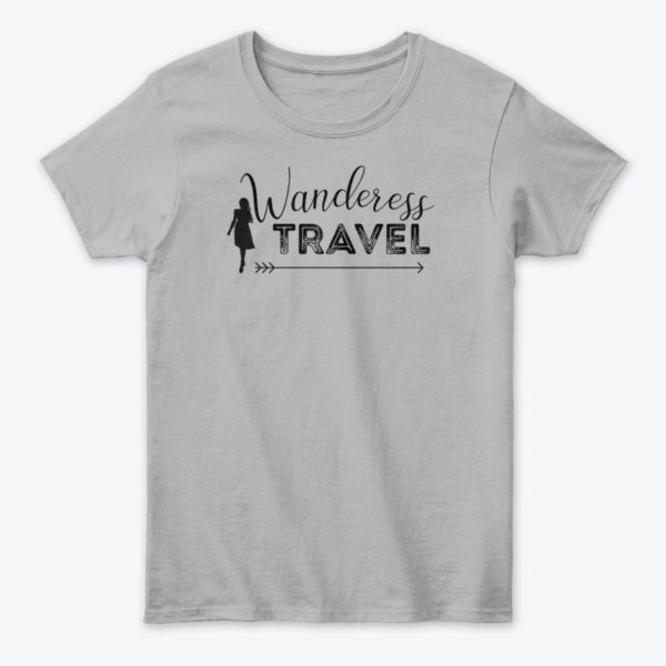 wanderess female travel t shirt grey