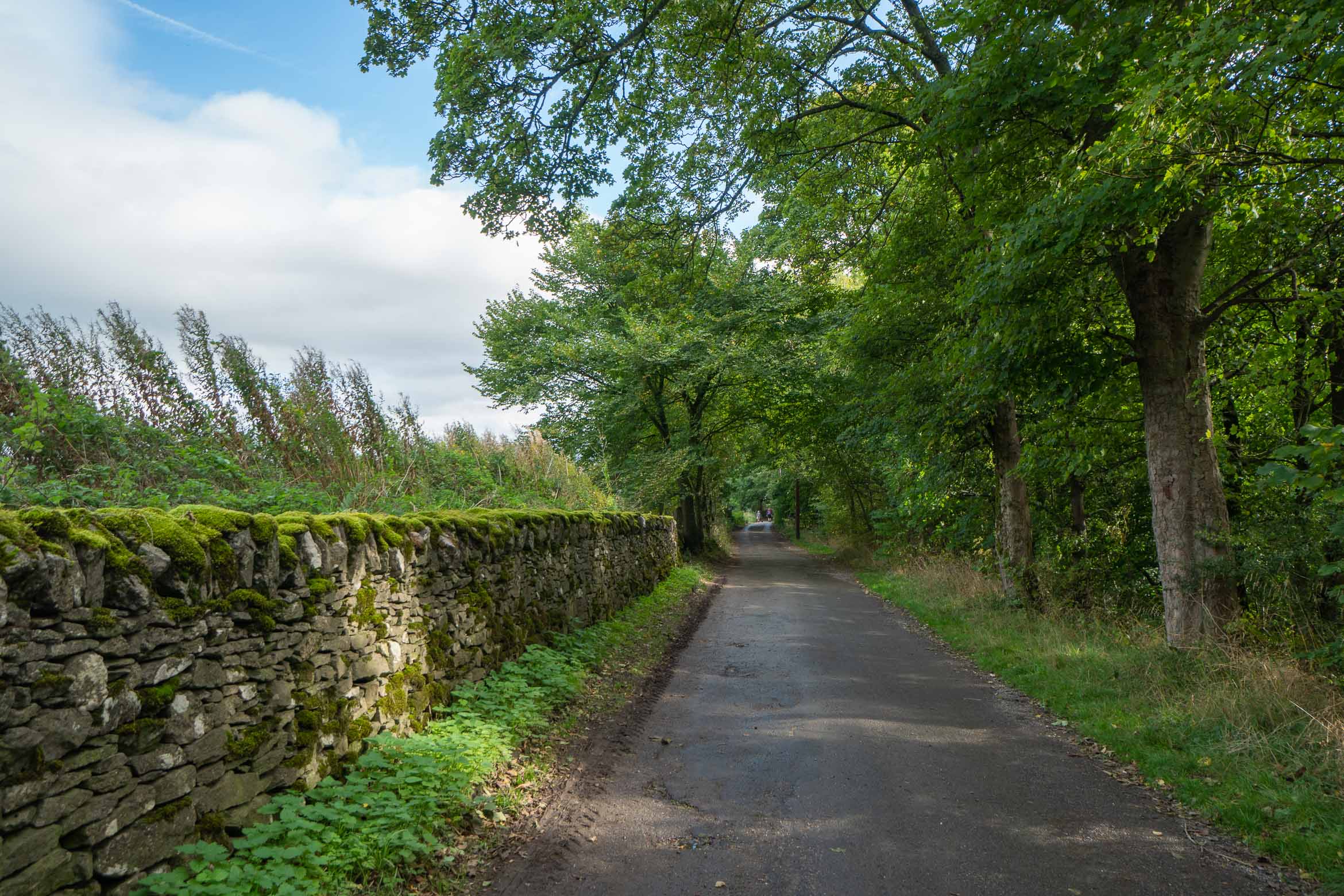 tarmac road leading back to Castleton village