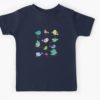 colourful birds blue kids tee