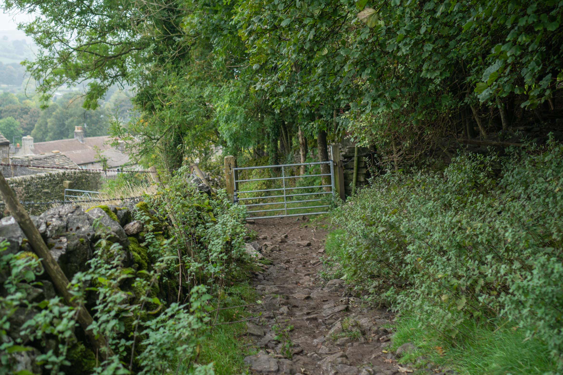 gate and path back to castleton village